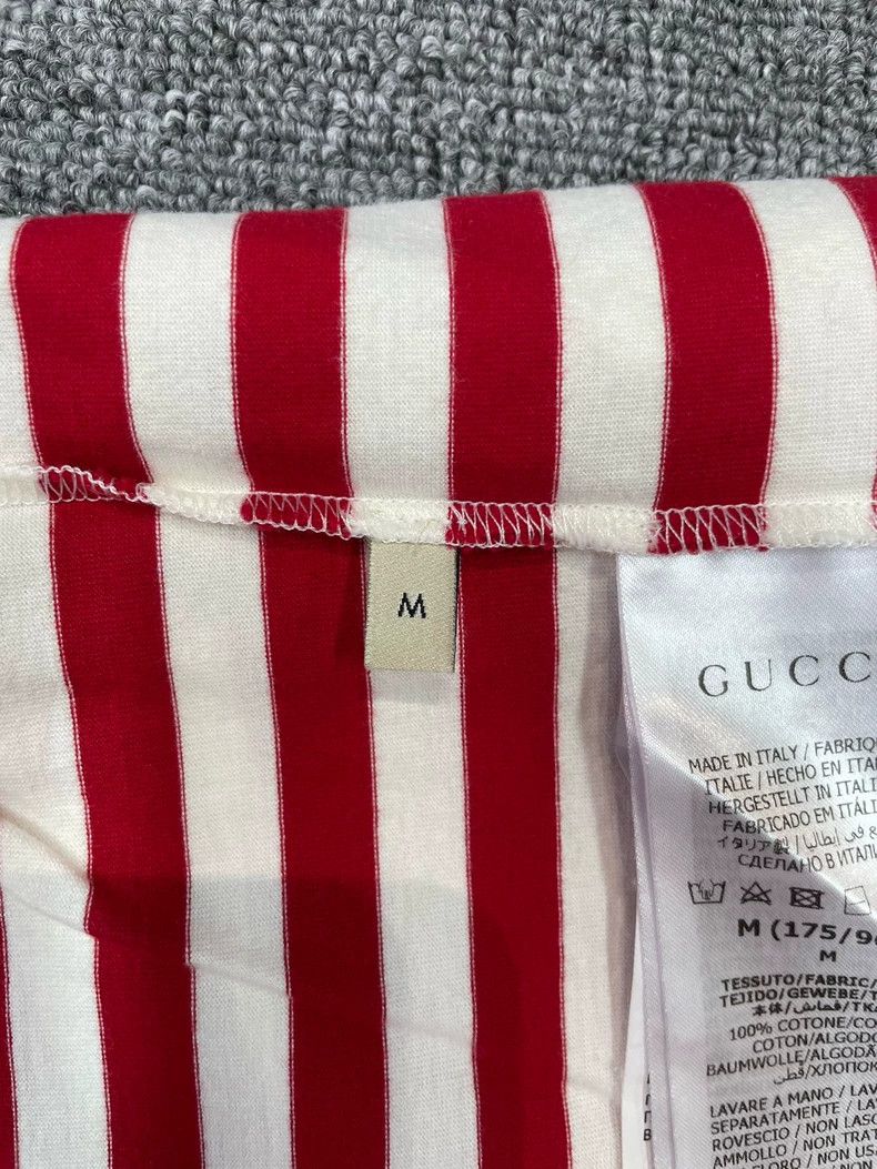 Gucci Gucci Red striped letter Logo printed striped short sleeve Size M / US 6-8 / IT 42-44 - 4 Thumbnail