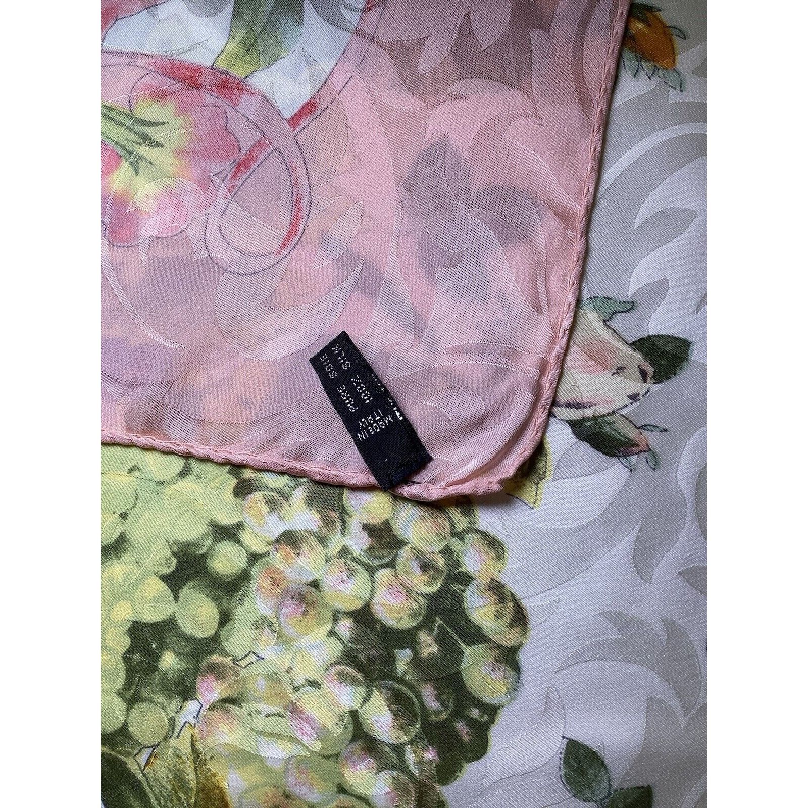 Designer FREY COMO White Pink Floral Print Scarf Silk Italy 35"-34" E Size ONE SIZE - 5 Thumbnail