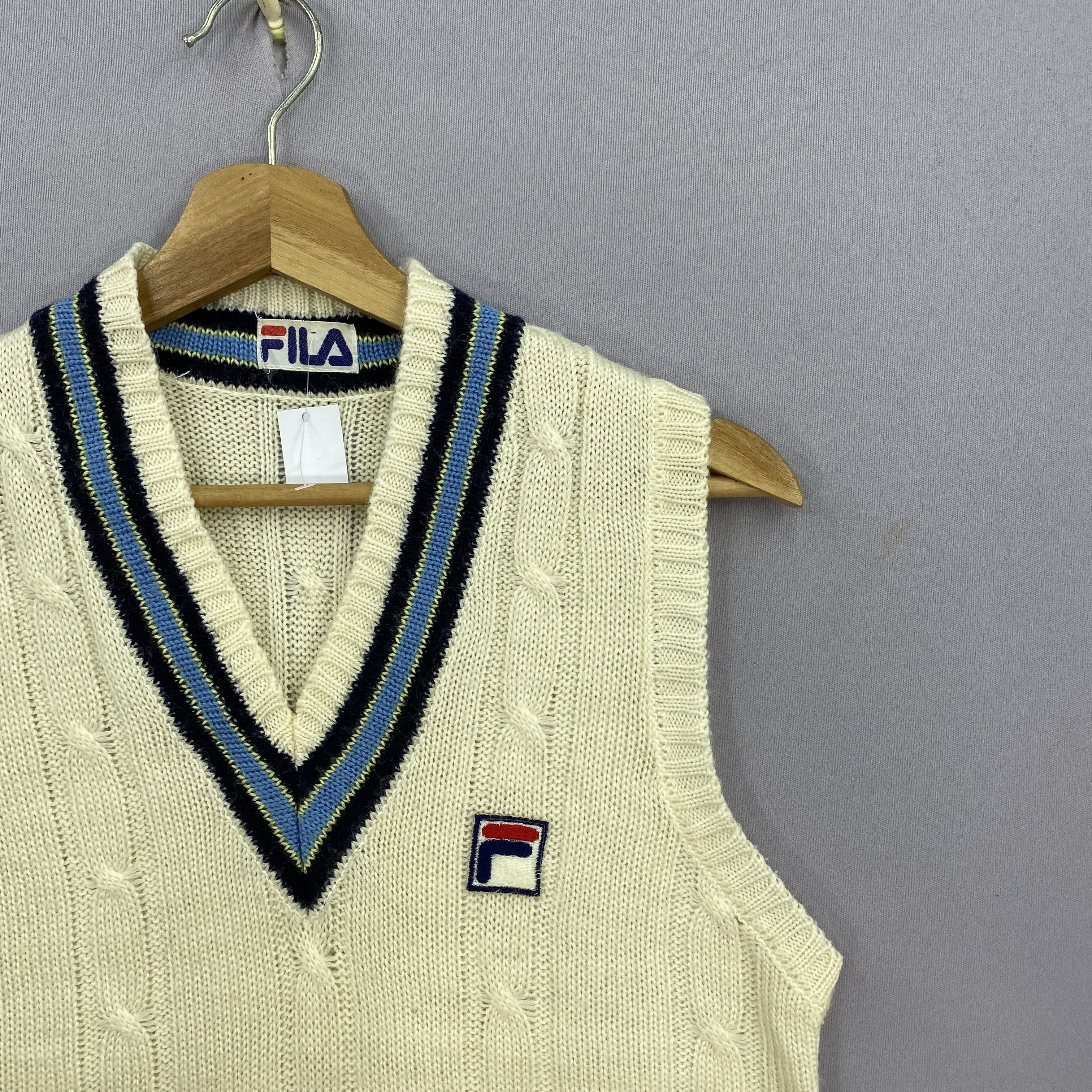 Fila Vintage 80s Fila Wool Vest Cable Knit Tennis Sweater Size US XS / EU 42 / 0 - 4 Thumbnail