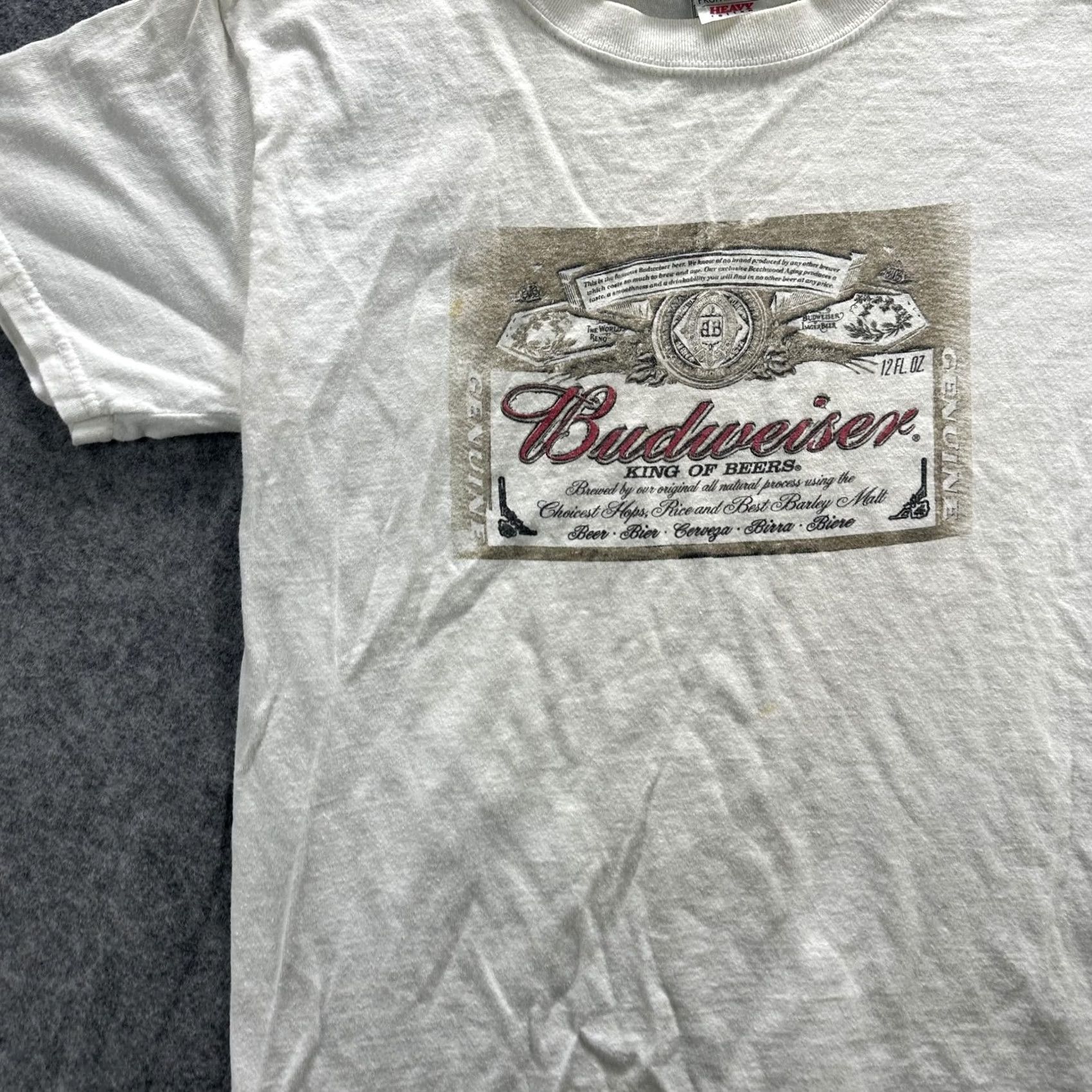 Fruit Of The Loom Budweiser Shirt Mens Medium White Graphic Print T Shirt Crew Neck Short Sleeve Cotton Size US M / EU 48-50 / 2 - 3 Thumbnail