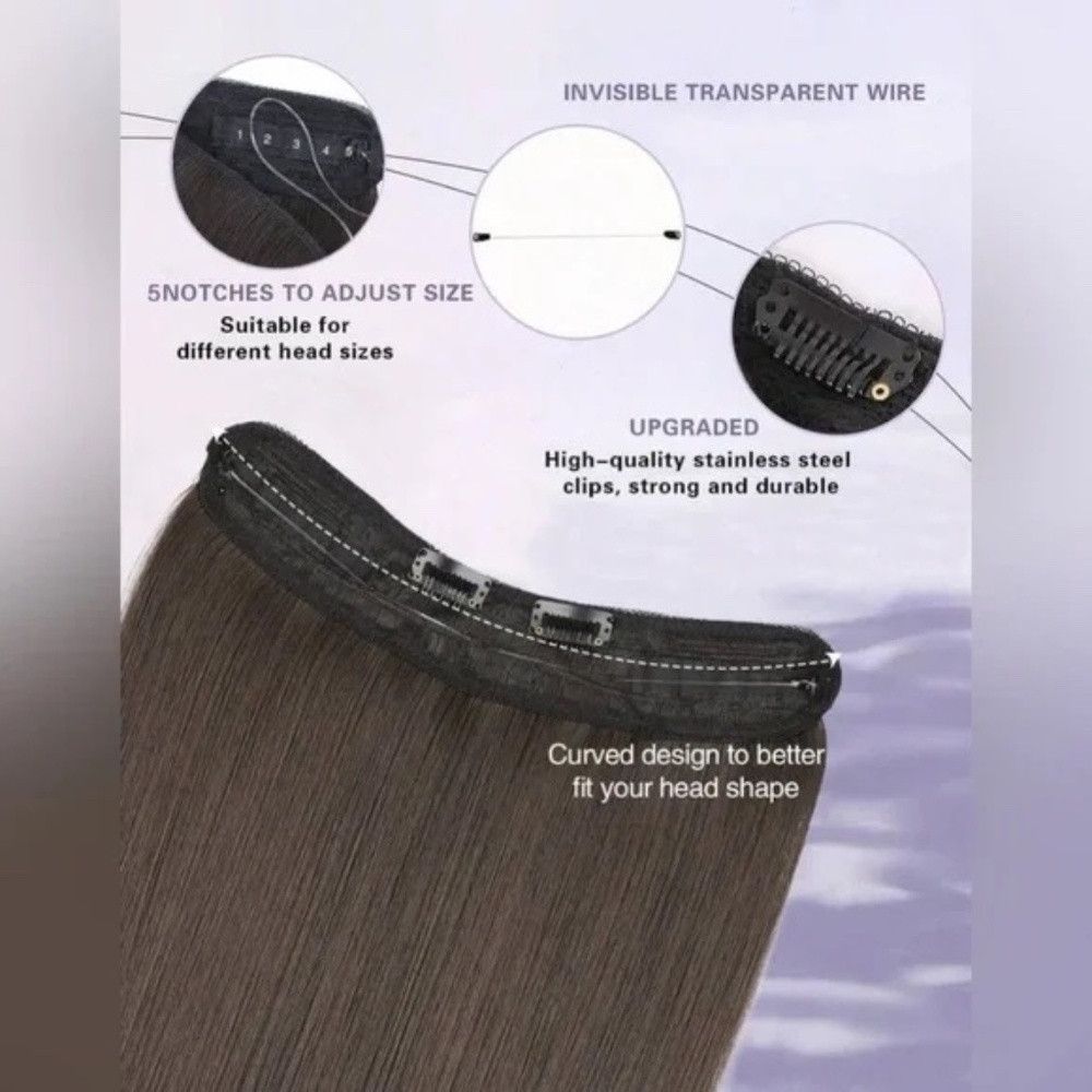 Other 22 In Invisible Wire Halo Dark Brown Wig Straight Hair Exte Size ONE SIZE - 6 Thumbnail