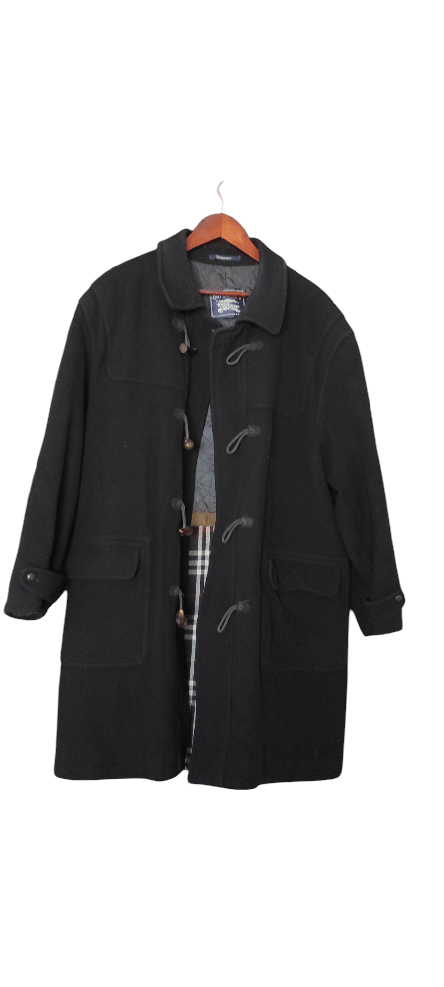 Burberry × Vintage Burberrys Mens Nova Check Wool Duffle Coat Made In Spain Size US L / EU 52-54 / 3 - 3 Thumbnail