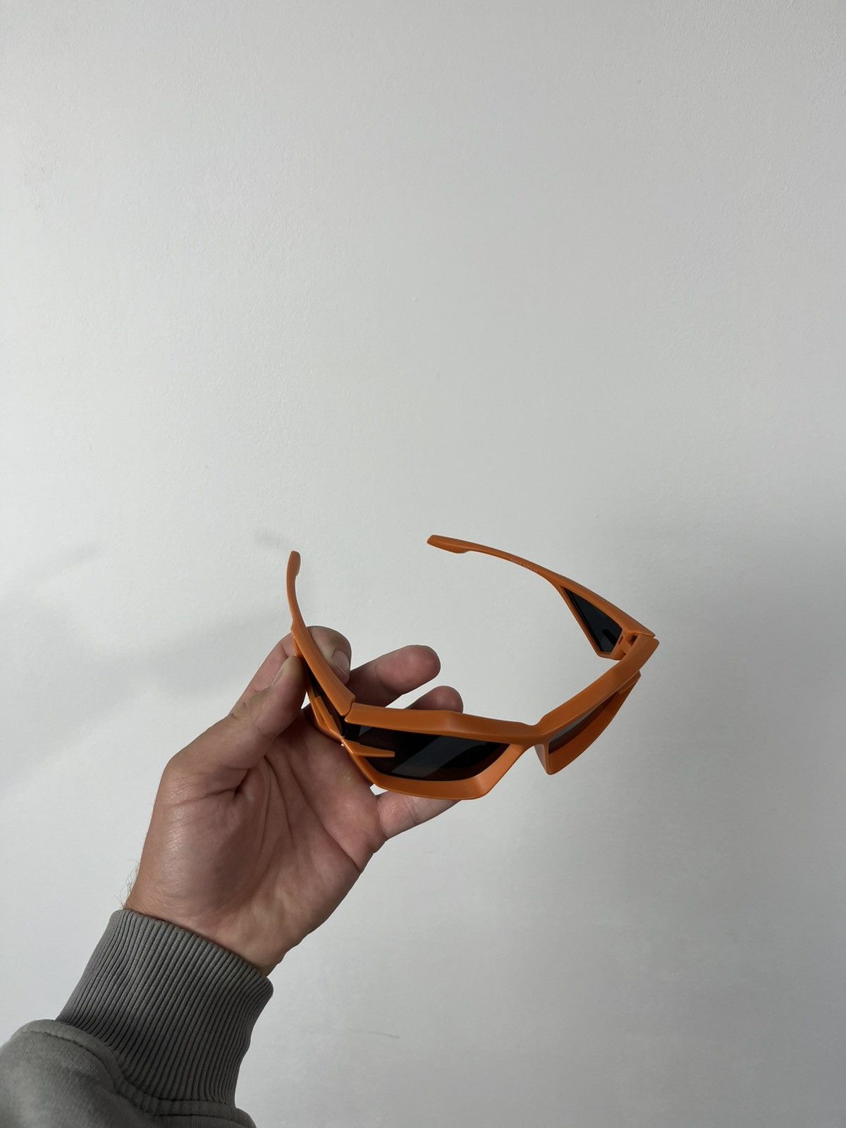 Japanese Brand × Vintage Y2K Futuristic Techwear Orange Shield Sunglasses Black Lens Size ONE SIZE - 2 Thumbnail
