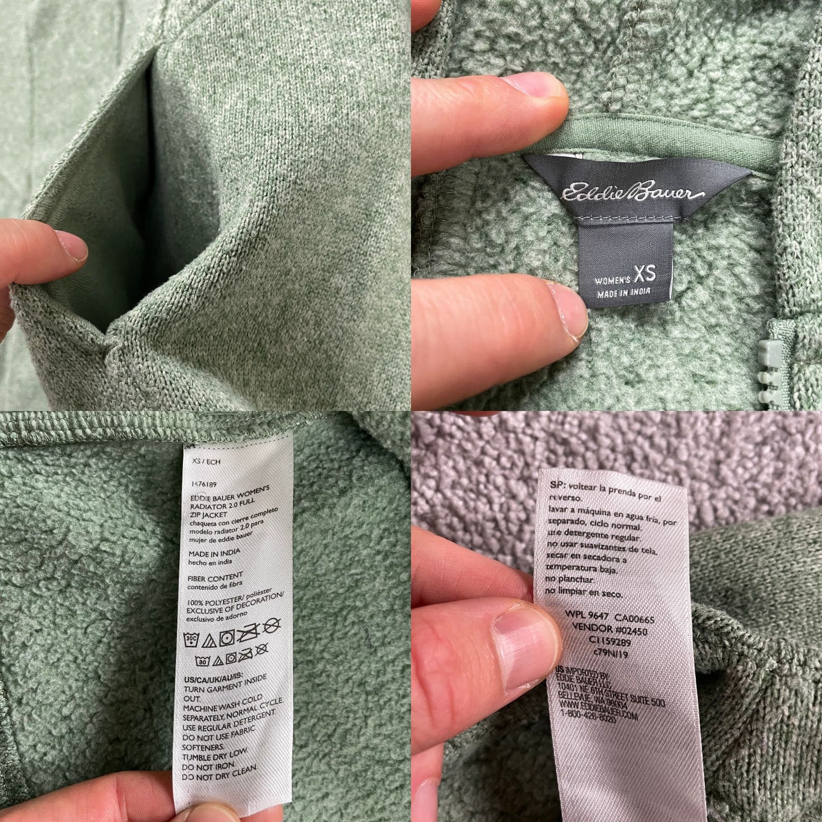 Eddie Bauer Eddie Bauer Hoodie Sweatshirt Womens XS Green Full Zip Fleece Pockets Casual Size XS / US 0-2 / IT 36-38 - 8 Thumbnail