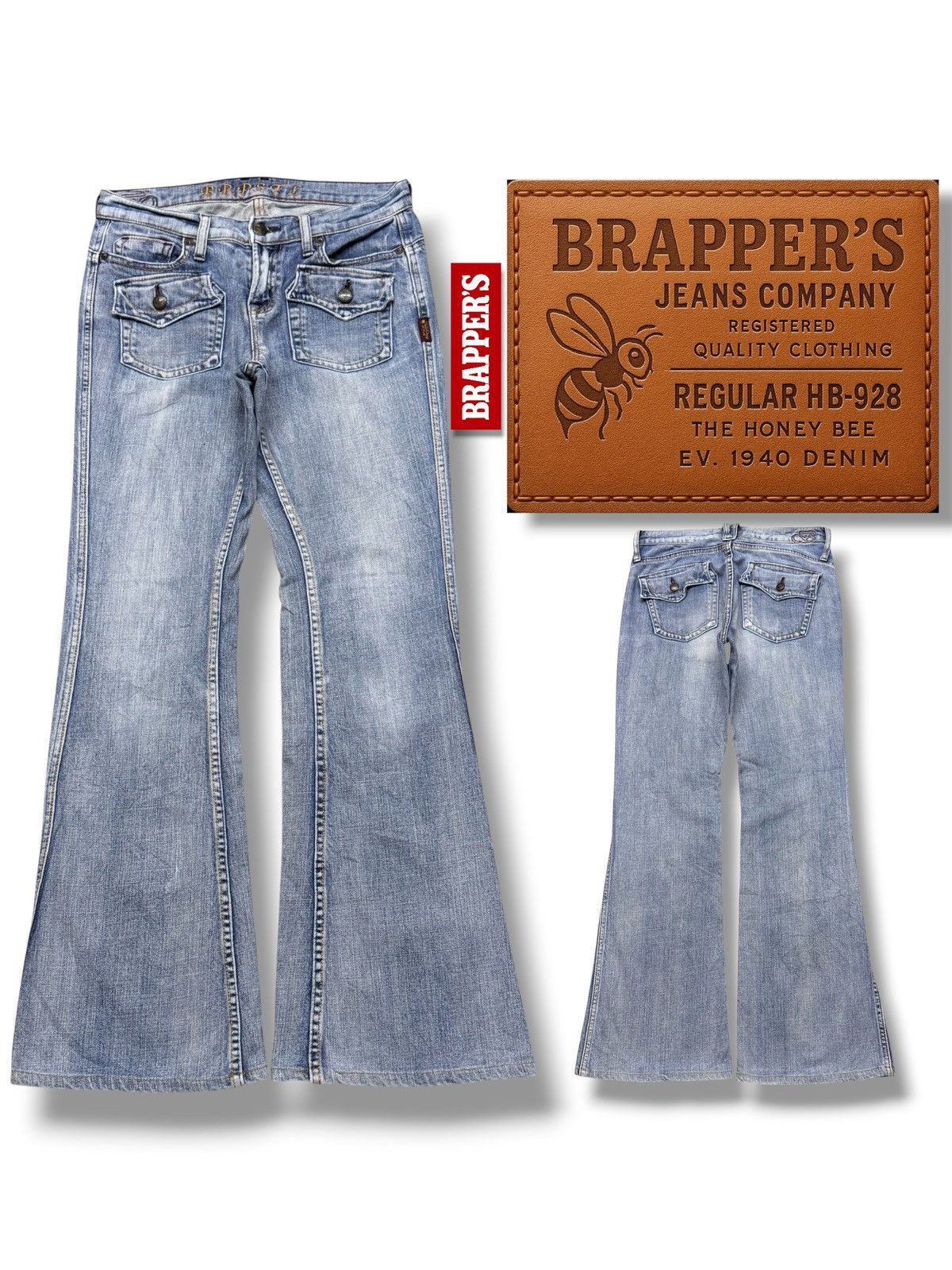 Japanese Brand Vintage Brappers Japan Denim Jeans | Y2K Bootcut Flare | W30 Size 30" / US 8 / IT 44 - 1 Thumbnail