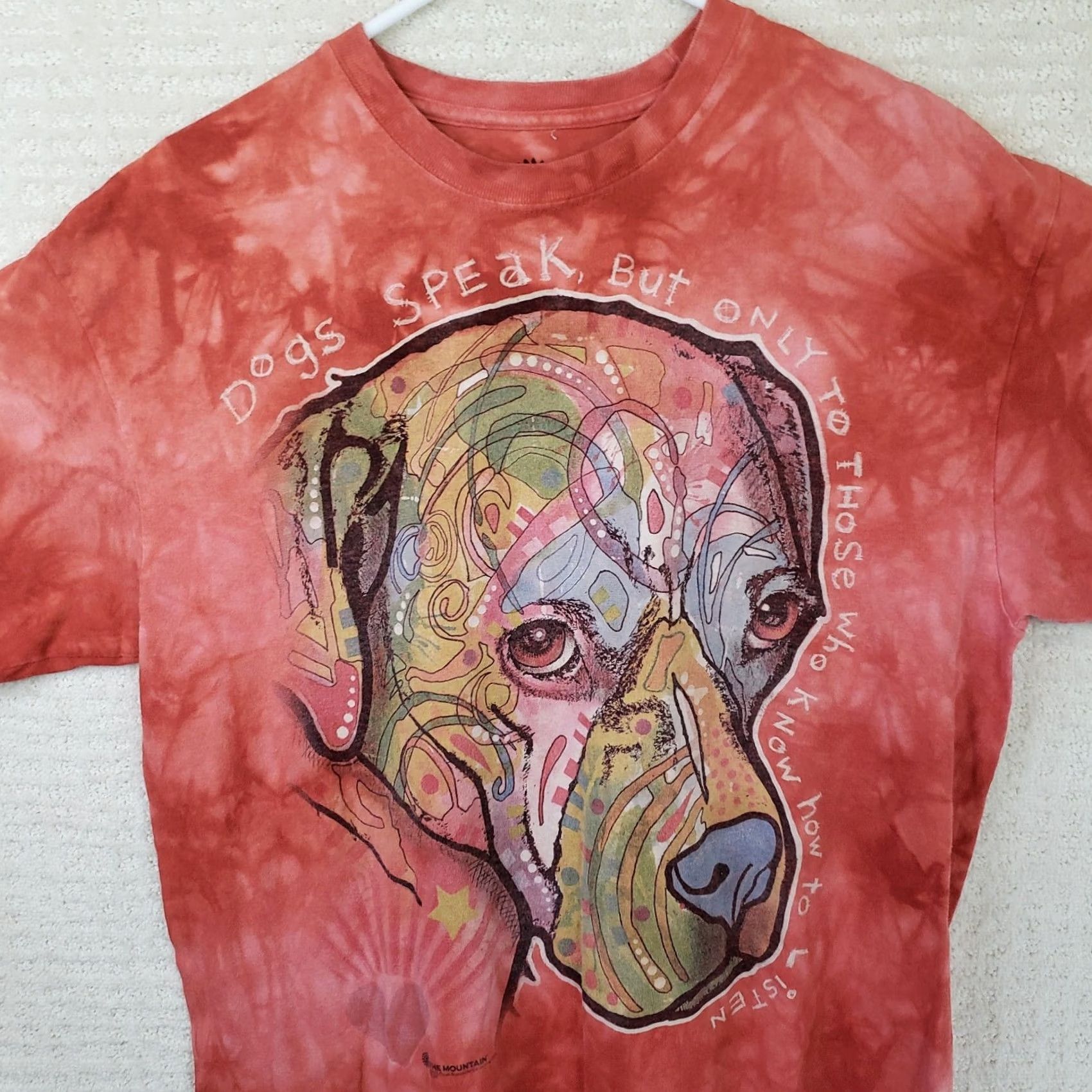 The Mountain VINTAGE The Mountain T-Shirt Men L Red Tie Dye Dog Face Wearable Art Short Sleeve Unisex Size US L / EU 52-54 / 3 - 2 Thumbnail