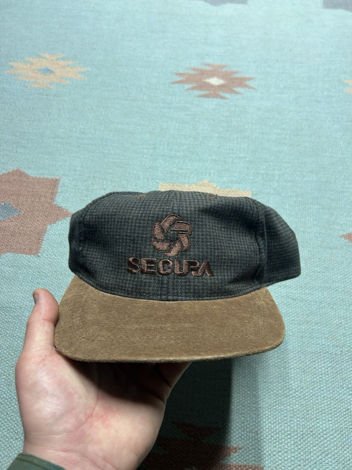 Vintage Vtg strapback hat Secura insurance houndstooth suede bill Size ONE SIZE - 2 Thumbnail