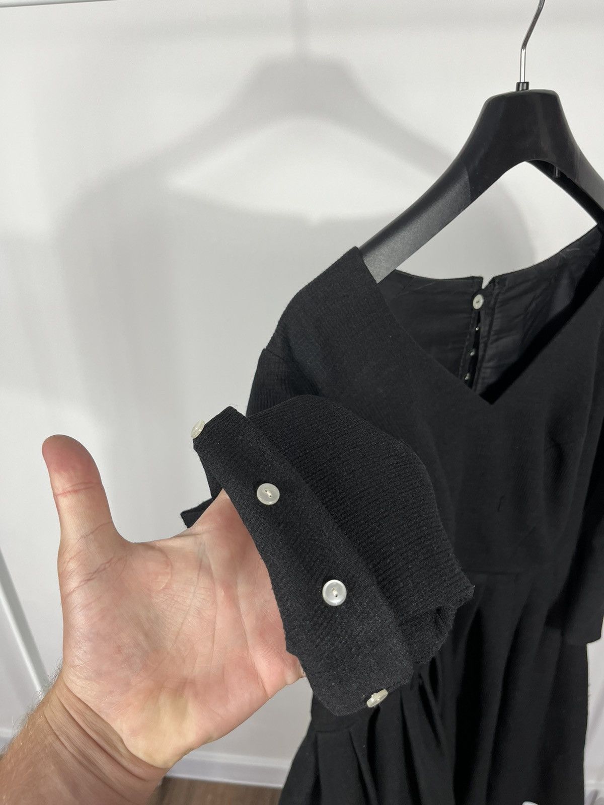 Vintage Rare Antique Black Pleated Dress With Hooks & Lining Size L / US 10 / IT 46 - 8 Thumbnail