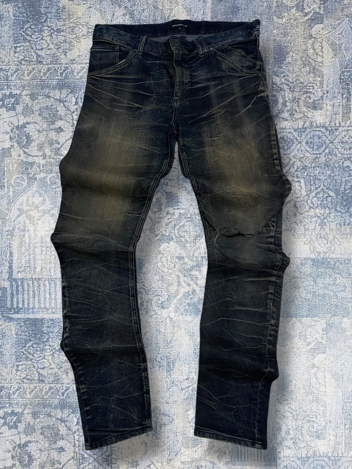 Japanese Brand Vintage 1990s Japan Designer Semantic Iconic Mudwash Denim Size US 34 / EU 50 - 1 Thumbnail