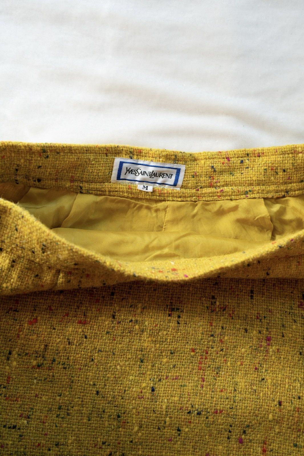 Yves Saint Laurent YSL | Mustard Yellow Wool Skirt with Colorful Dots Size 25" / US 0 / IT 36 - 3 Thumbnail