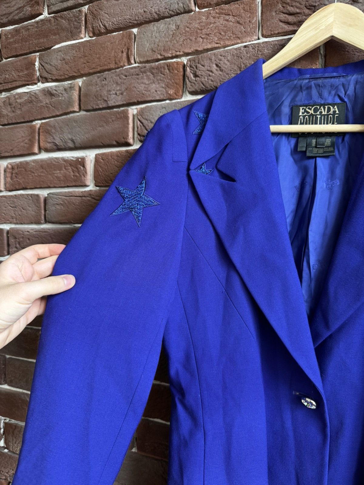 Escada 80s Escada Couture Blue Star Coat Blazer Jacket 38 Size XS / US 0-2 / IT 36-38 - 10 Thumbnail