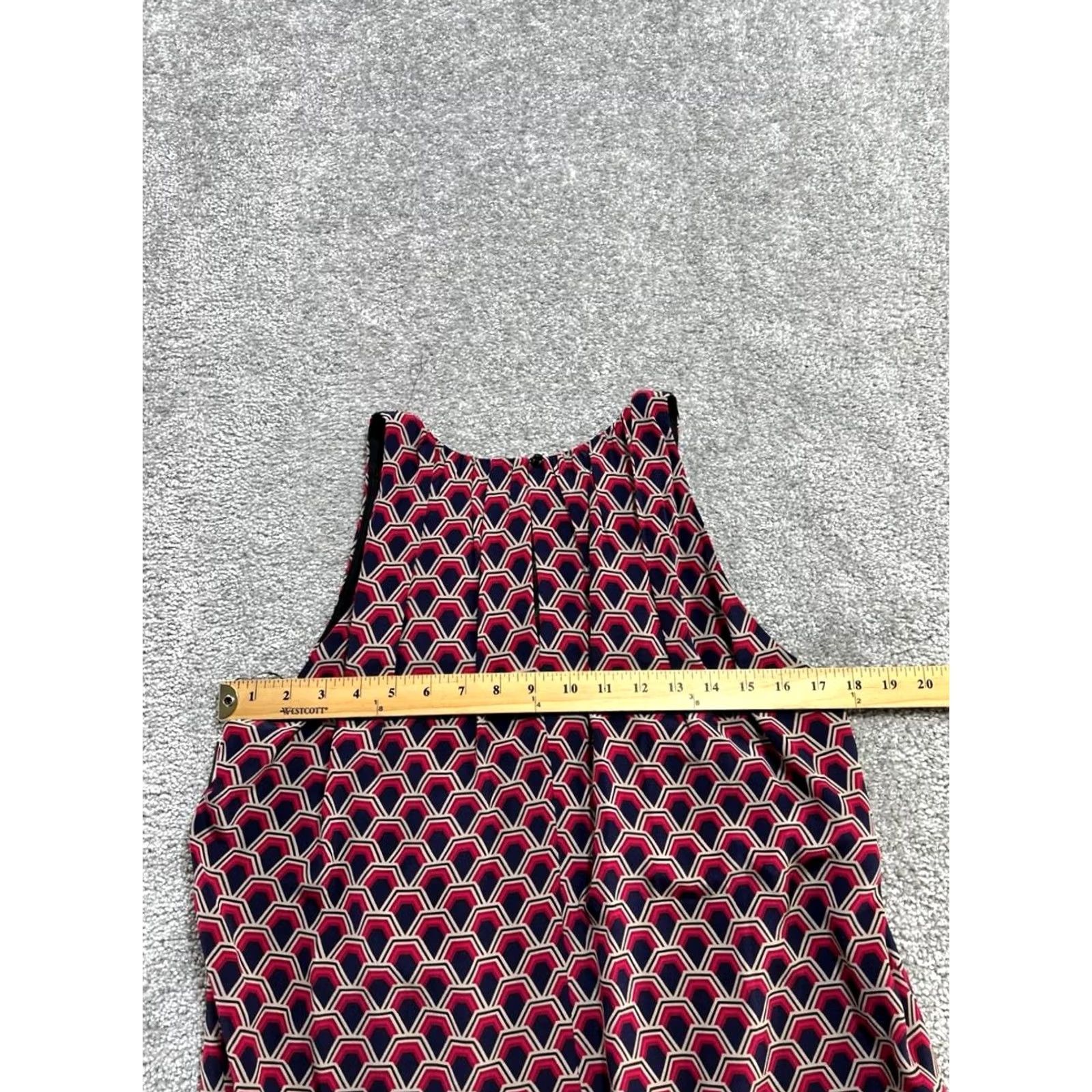 Trina Turk Trina Turk Blouse Top Womens Large Multicolor Hexagon Print Silk Square Neck New Size L / US 10 / IT 46 - 4 Thumbnail