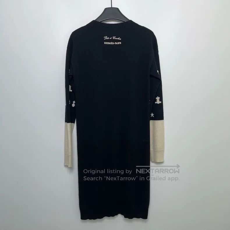 Hermes Hermes Black and White Knit Long Sleeve Dress Size XXS / US 00 / IT 34 - 5 Thumbnail
