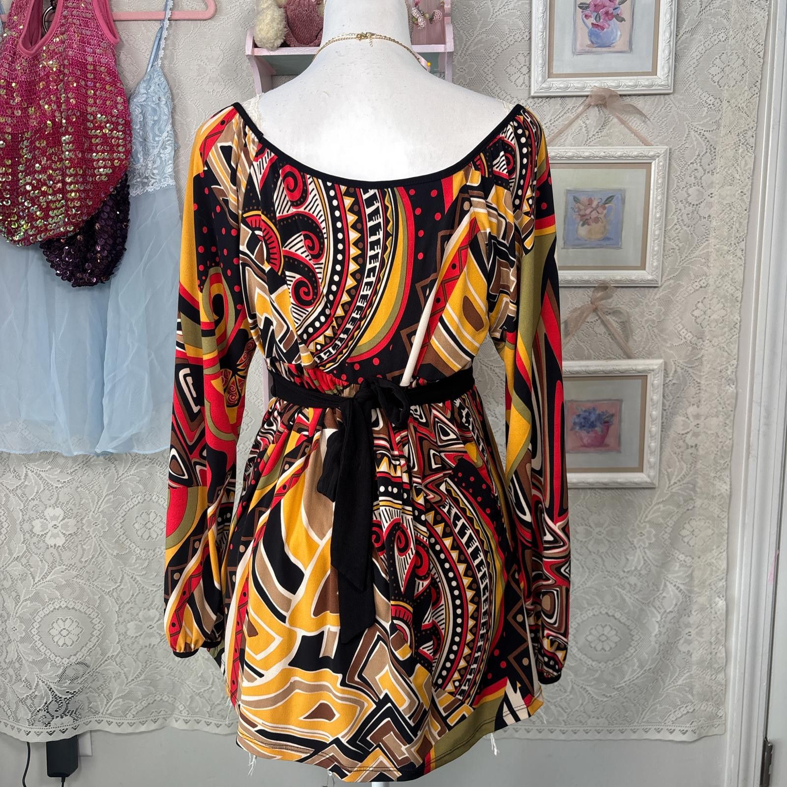 Other y2k multicolored tie back flowy blouse Size M / US 6-8 / IT 42-44 - 3 Thumbnail