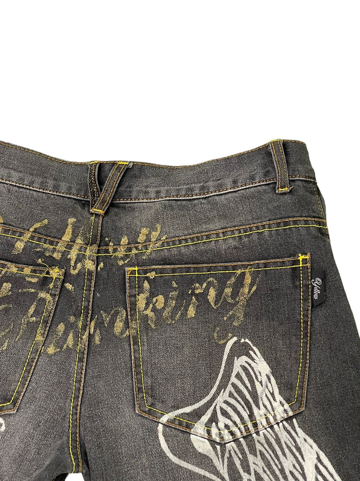 Japanese Brand Flare Jeans Yellow Ranking Distress Faded Boot Cut 7🟦4 Size US 31 - 19 Thumbnail