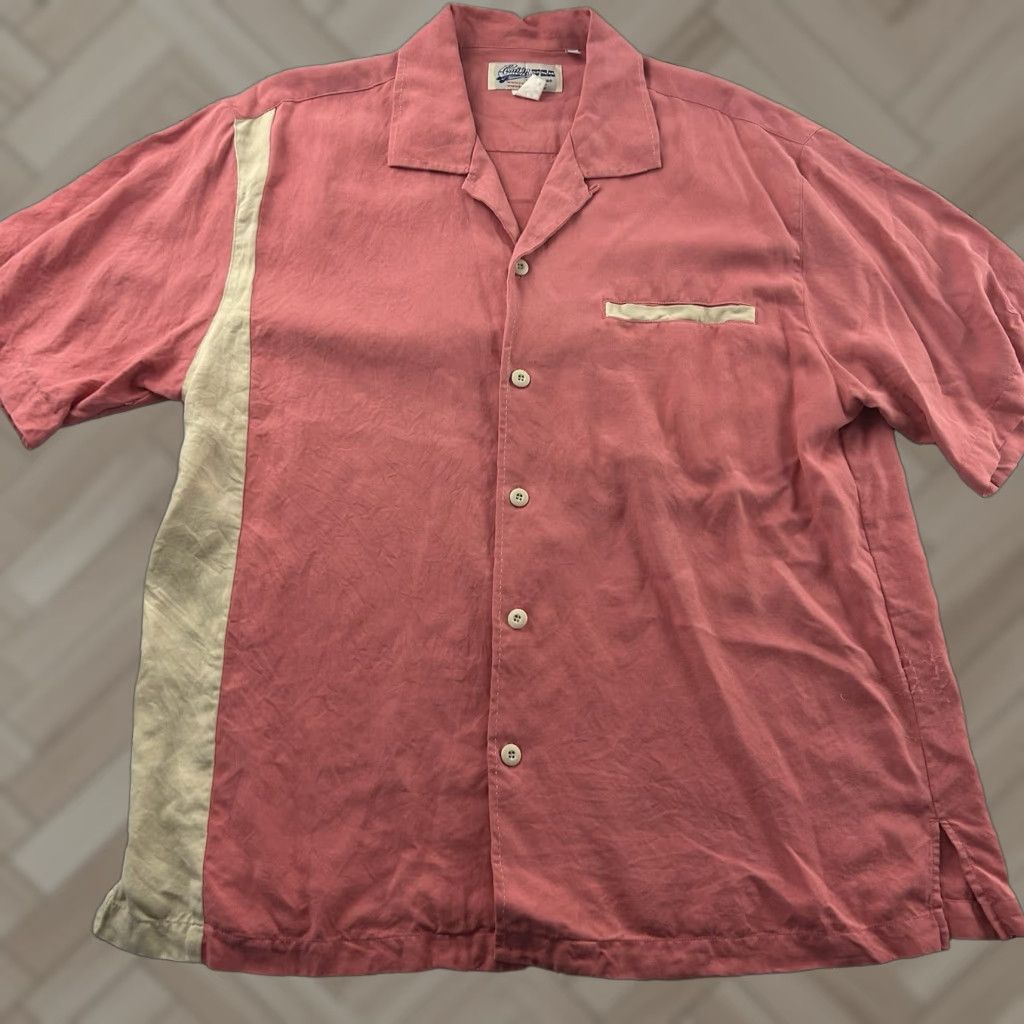 Vintage Cruisin USA Silk Short Sleeve Button Front Bowling Shirt XL Mens Pink 100% Silk Holiday USA Theme Button-Up Shirt Size US XL / EU 56 / 4 - 1 Thumbnail