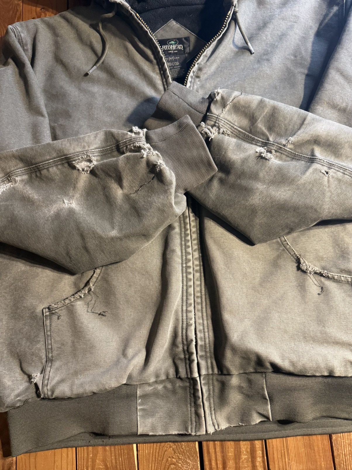 Carhartt Vintage 90s Red Head Carhartt Style Faded Green Work Jacket Size US XL / EU 56 / 4 - 3 Thumbnail