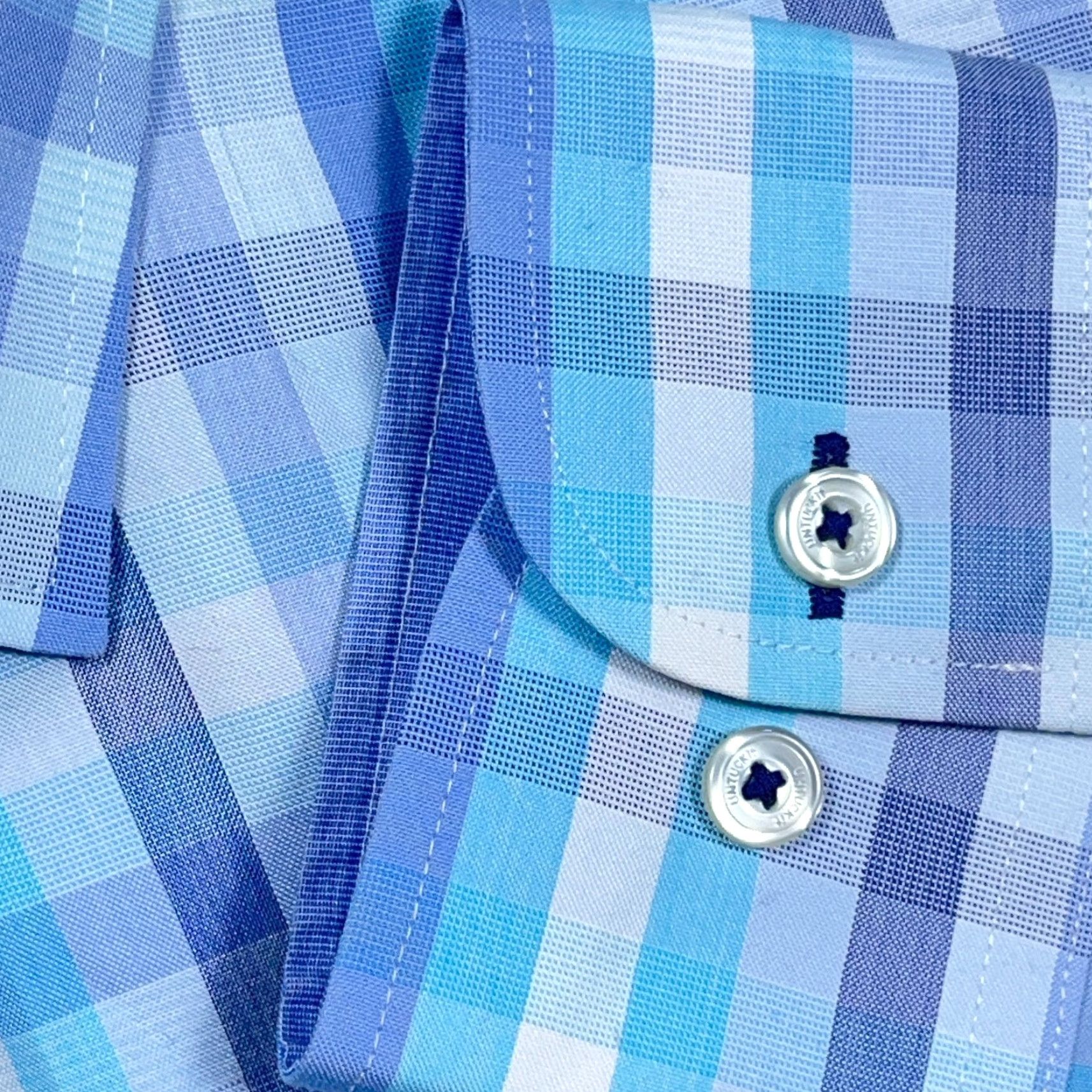 UNTUCKit UNTUCKit Shirt Men Large Blue Slim Fit Button Up Plaid Dress Poplin Casual Size US L / EU 52-54 / 3 - 4 Thumbnail