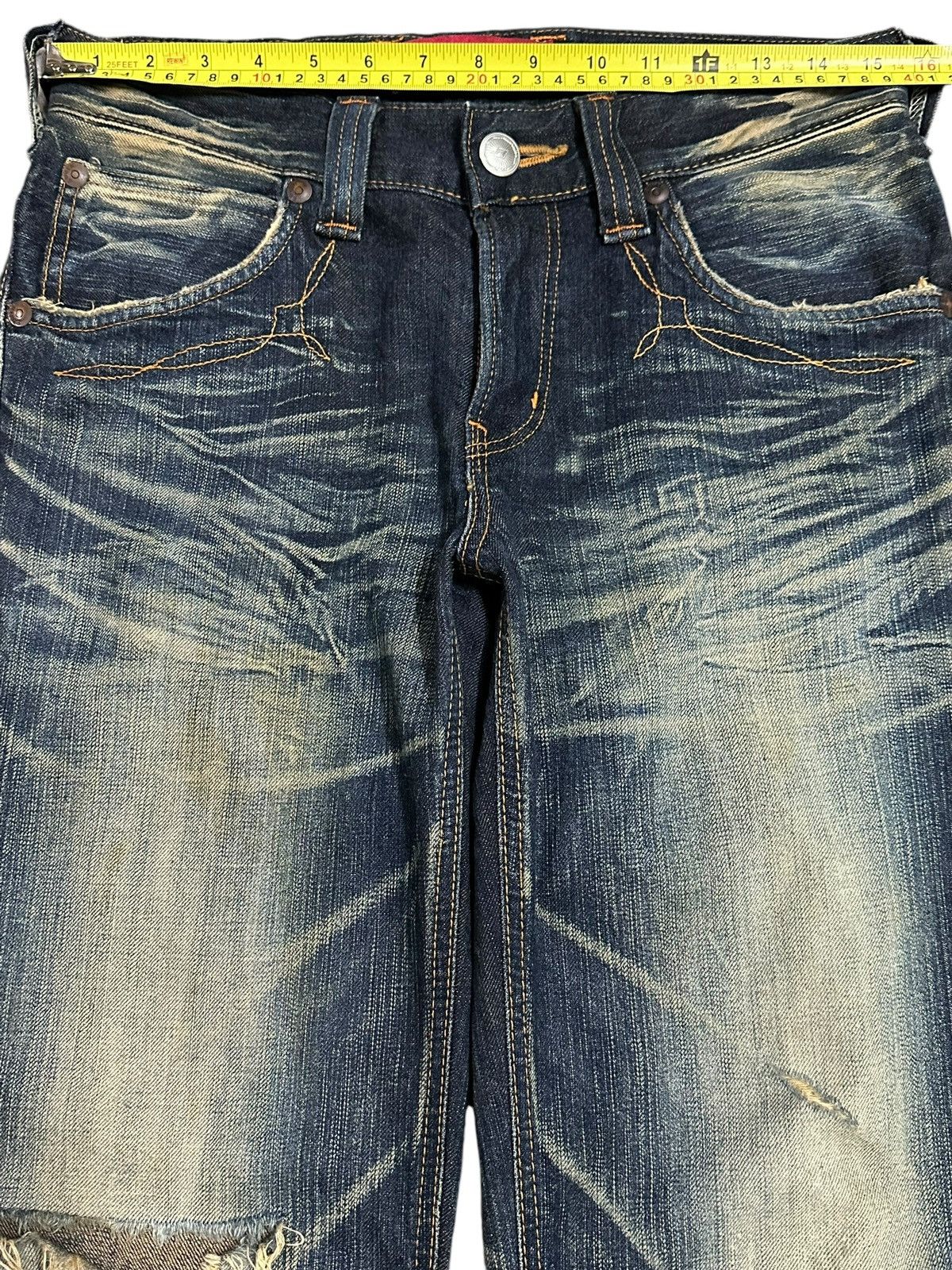 Edwin Vintage Edwin Blue Trip Blue Wash Distressed Loose Jeans Size US 31 - 12 Thumbnail