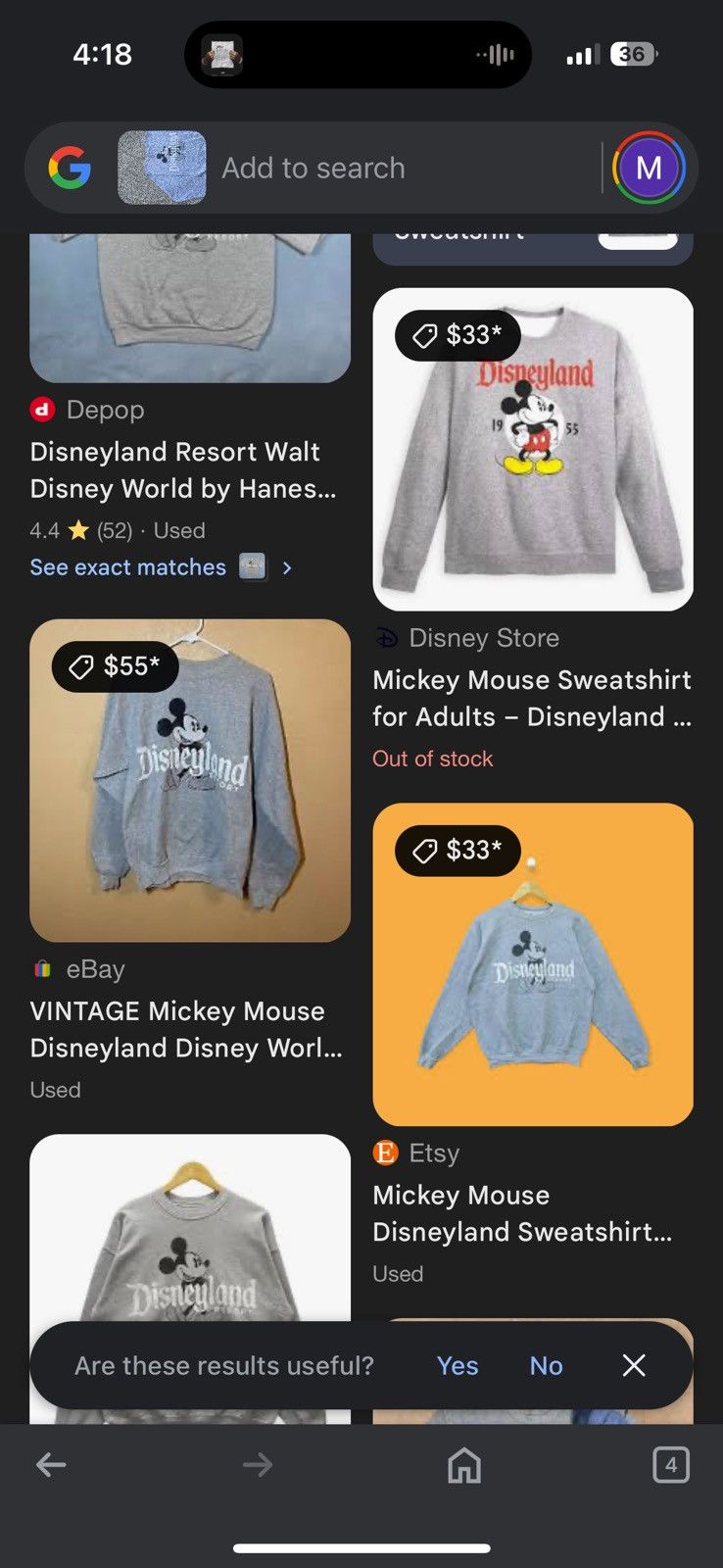 Disney 2000s Mickey Mouse Disneyland Hanes Grey Crewneck Sweatshirt Size US M / EU 48-50 / 2 - 10 Thumbnail