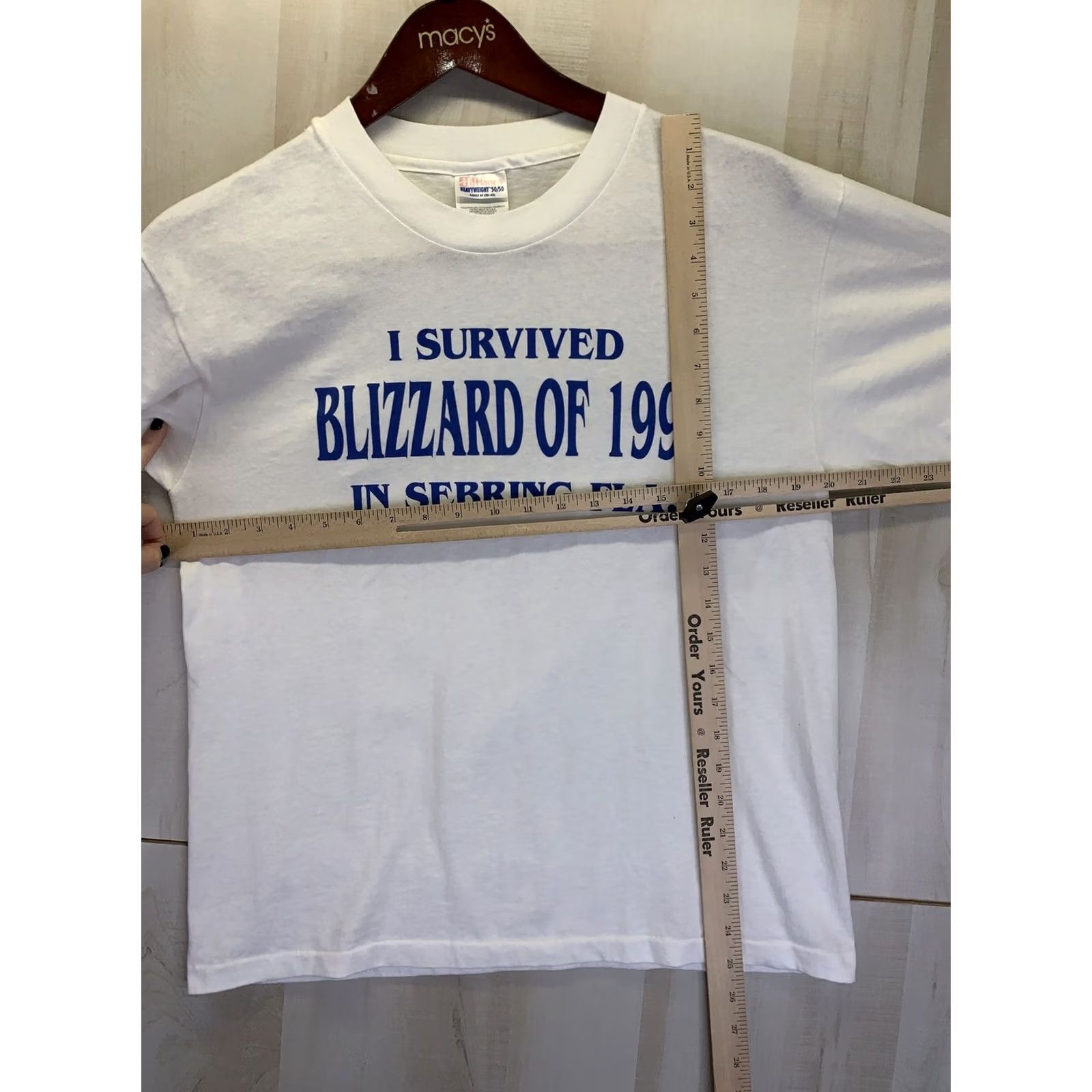 Hanes VINTAGE I Survived The Blizzard Of 96 Graphic Tee Mens M White 1990s 8408 Size US M / EU 48-50 / 2 - 5 Thumbnail