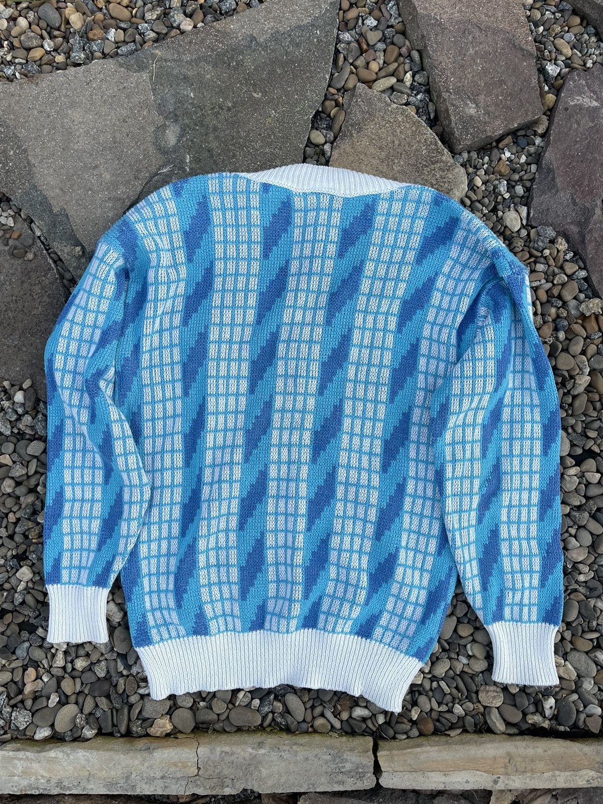 80’s Lacoste vintage v-neck coogi style knit sweater blue