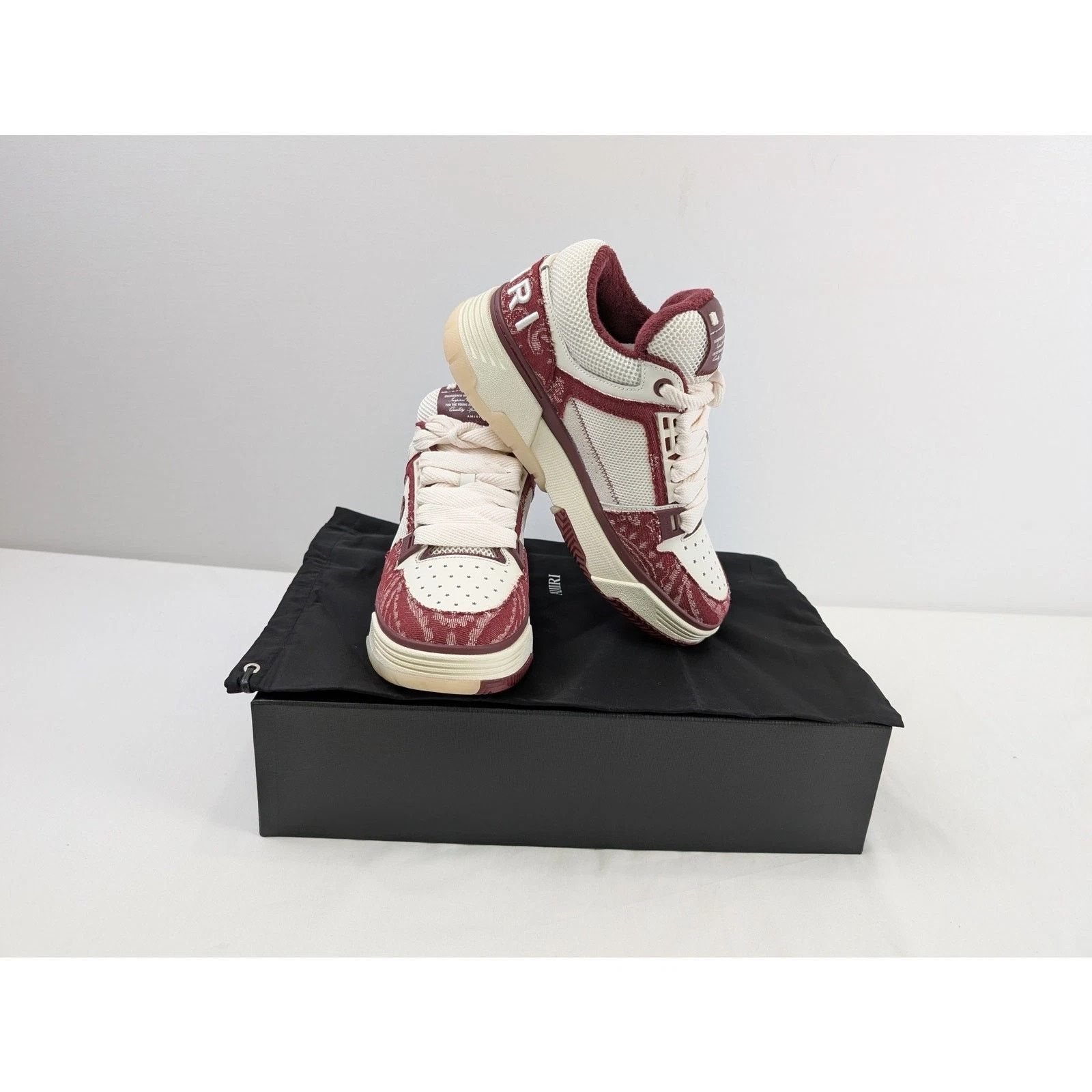 Amiri o1rshd1 Bandana Denim MA-1 Sneakers in Burgundy Size US 12 / EU 45 - 17 Thumbnail