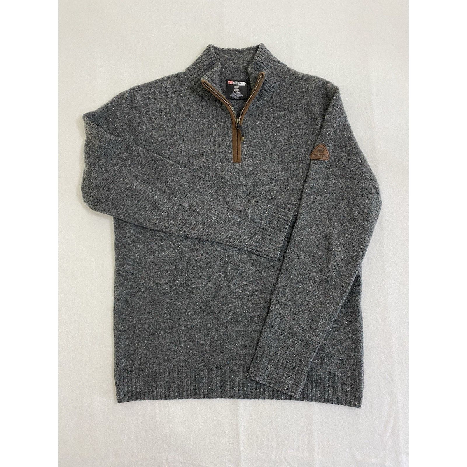 Other Sherpa Quarter-zip Sweater Men's Medium Gray Merino Wool Size US M / EU 48-50 / 2 - 1 Thumbnail