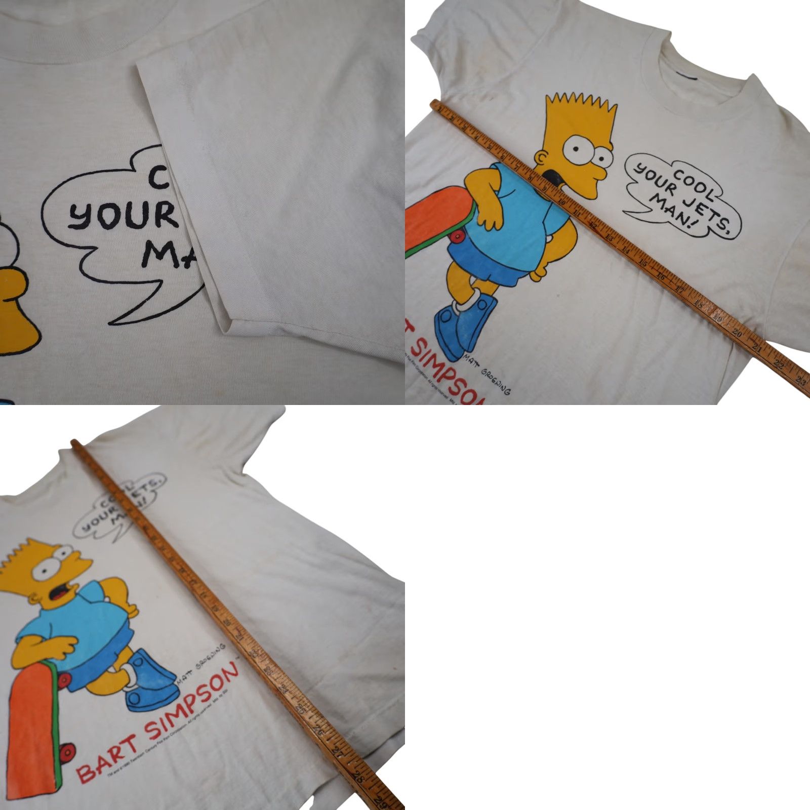 Vintage VINTAGE Bart Simpson "Cool Your Jets Man" Graphic T Shirt White L Mens 1990s Classic Graphic Shirt Size US L / EU 52-54 / 3 - 8 Thumbnail