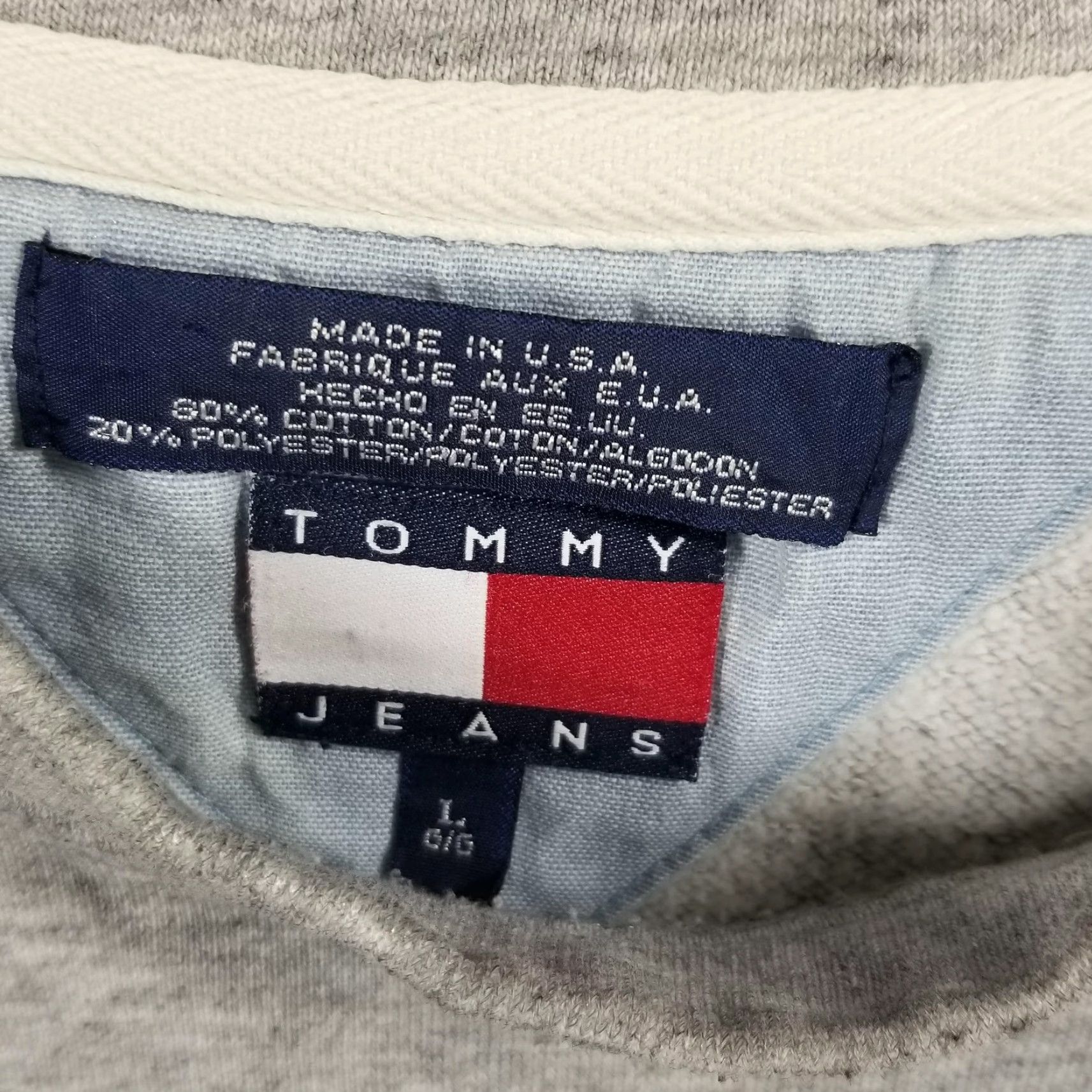 Spell Vintage Tommy Jeans Sweater Mens Large Crewneck Pullover Spell Out Made USA 90s Size US L / EU 52-54 / 3 - 3 Thumbnail