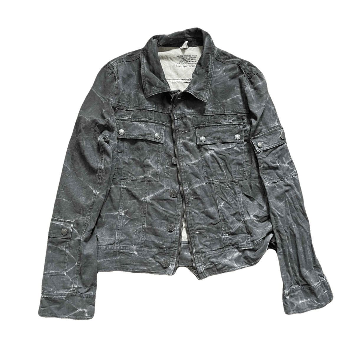 2000s Japanese archive distressed military zip jacket