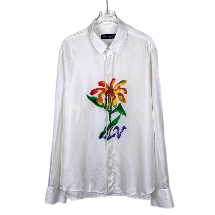 Louis Vuitton Louis Vuitton Beige Silk Long Sleeve Shirt K26WX Size US M / EU 48-50 / 2 - 1 Thumbnail