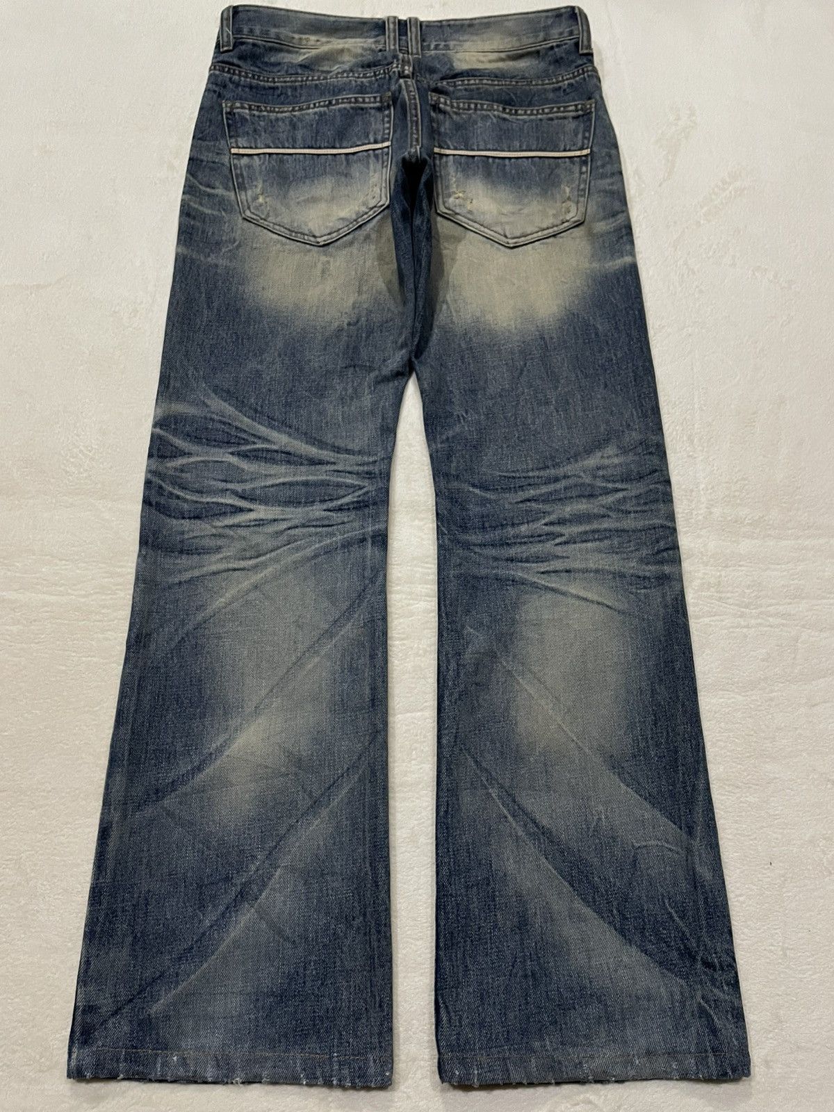 Japanese Brand Vintage Improves Boot Cut Distress Mudwash Denim Jeans Size US 31 - 11 Thumbnail
