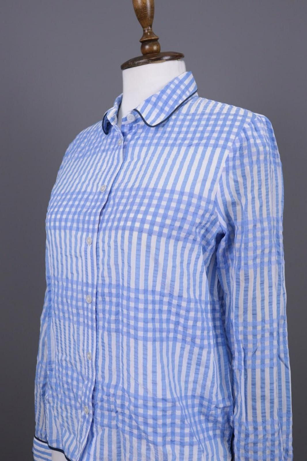 Gianni Valentino GANNI Blue Check Button Down Blouse Shirt Size 36 Size M / US 6-8 / IT 42-44 - 8 Thumbnail