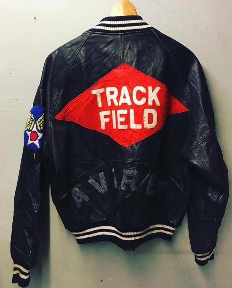 image of Vintage Avirex Usaf Track Field Leather Jacket With Patches in Black, Men's (Size Small)