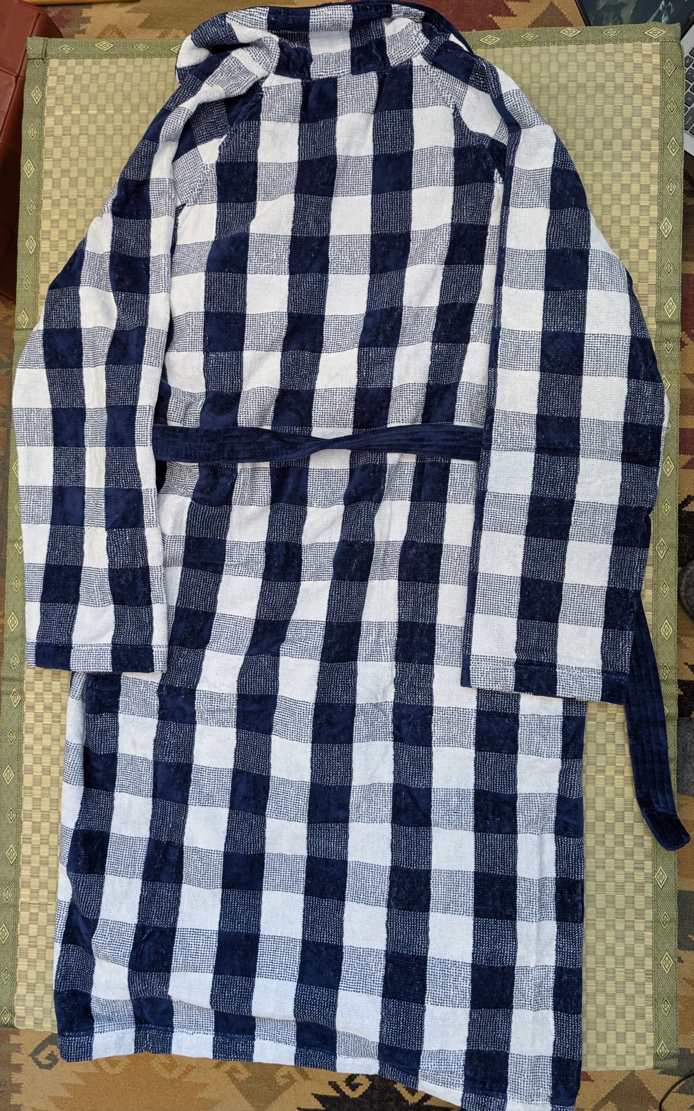 Other Hastens Cotton Terry Long Sleeve Gingham Robe Size US XL / EU 56 / 4 - 2 Thumbnail
