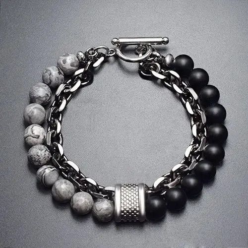 Jewelry Punk Style Double Layer Bead Bracelate Size ONE SIZE - 3 Thumbnail