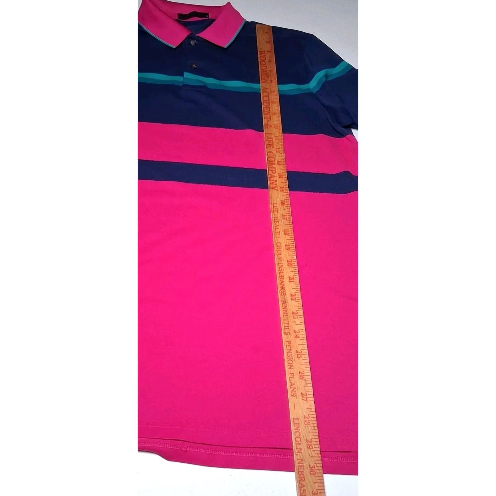 Vintage Greyson Polo Shirt Men M Woven Pima Cotton Blend Pink Blue Striped Golf Golfing Size US M / EU 48-50 / 2 - 6 Thumbnail