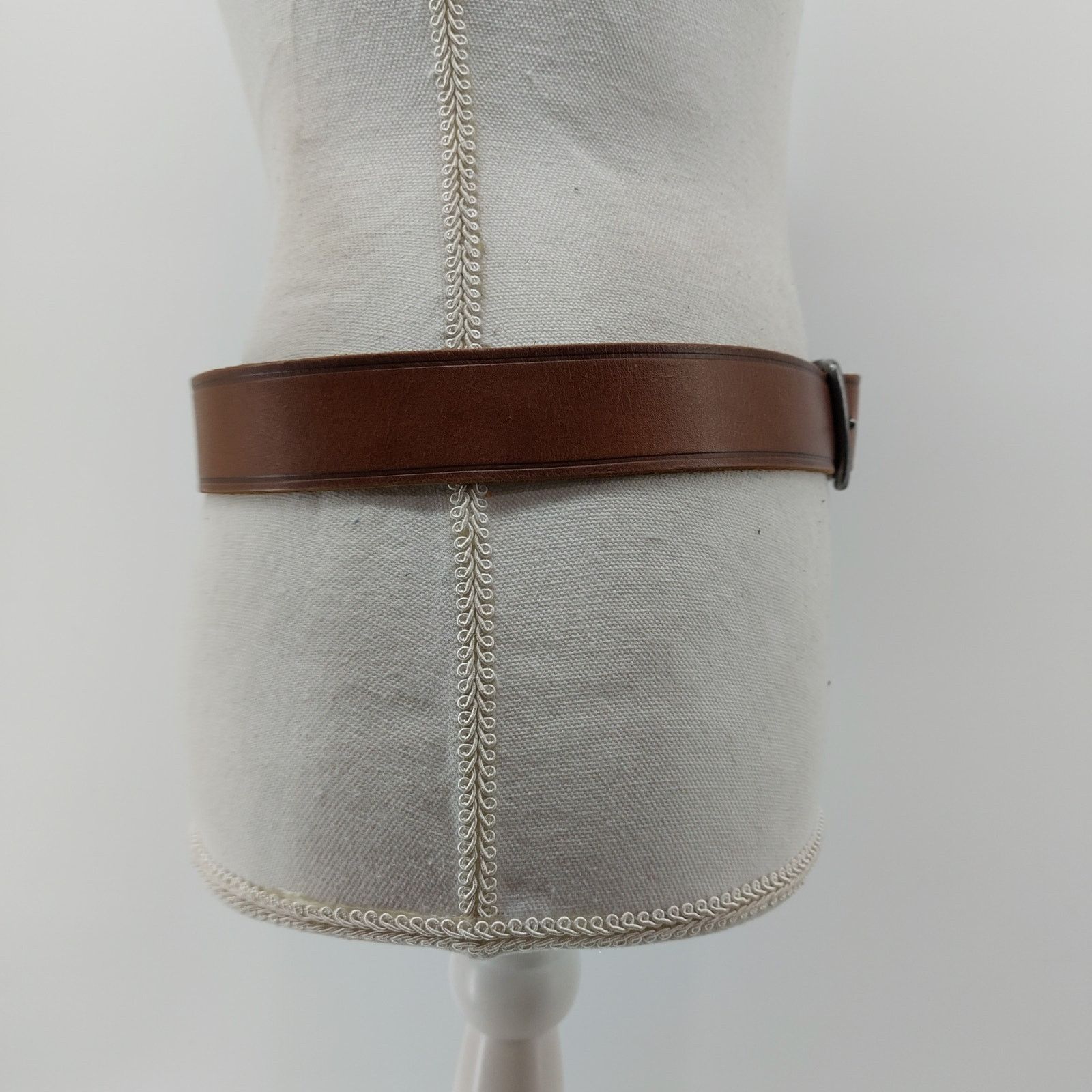 Wrangler Wrangler Mens Brown Leather Belt Sz 34 Silver 1 Prong Buckle Size 34 - 4 Thumbnail