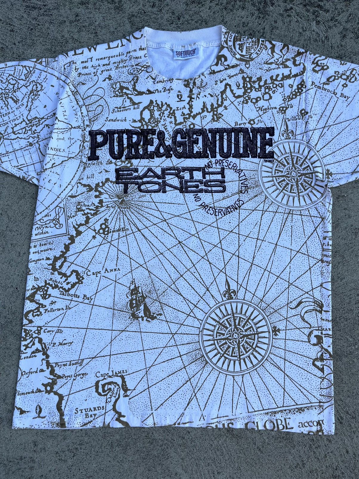 Vintage Rare Vintage 90’s Softouch by Susan Fixel “Old Map” T-Shirt Size US XL / EU 56 / 4 - 2 Thumbnail