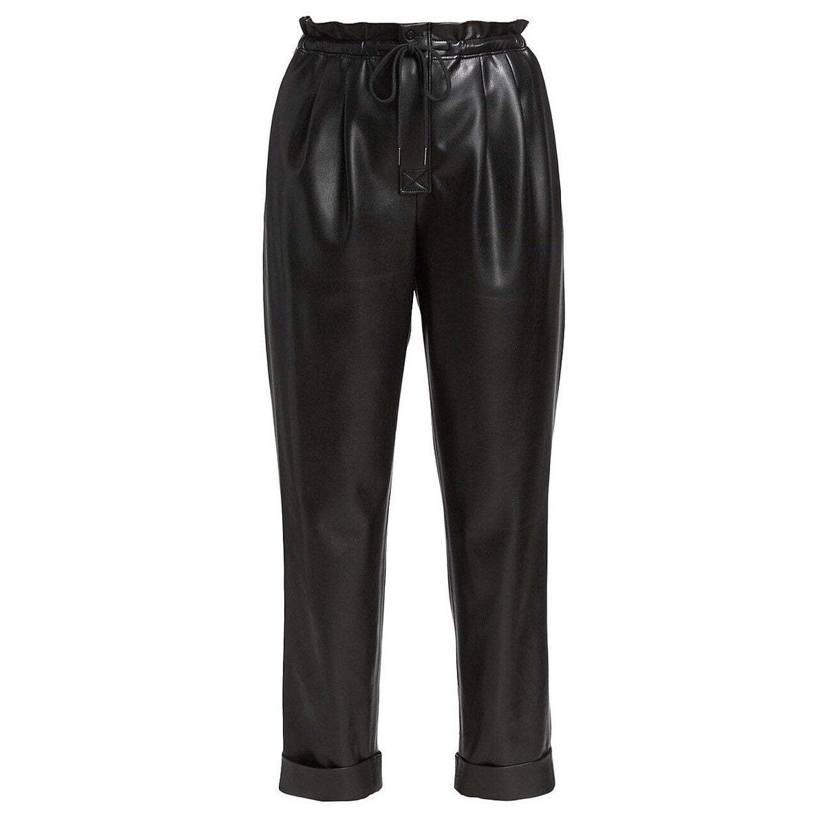 Alice + Olivia Alice and Olivia Liliana Black Faux Leather Paperbag Pants S Size 26" / US 2 / IT 38 - 1 Thumbnail