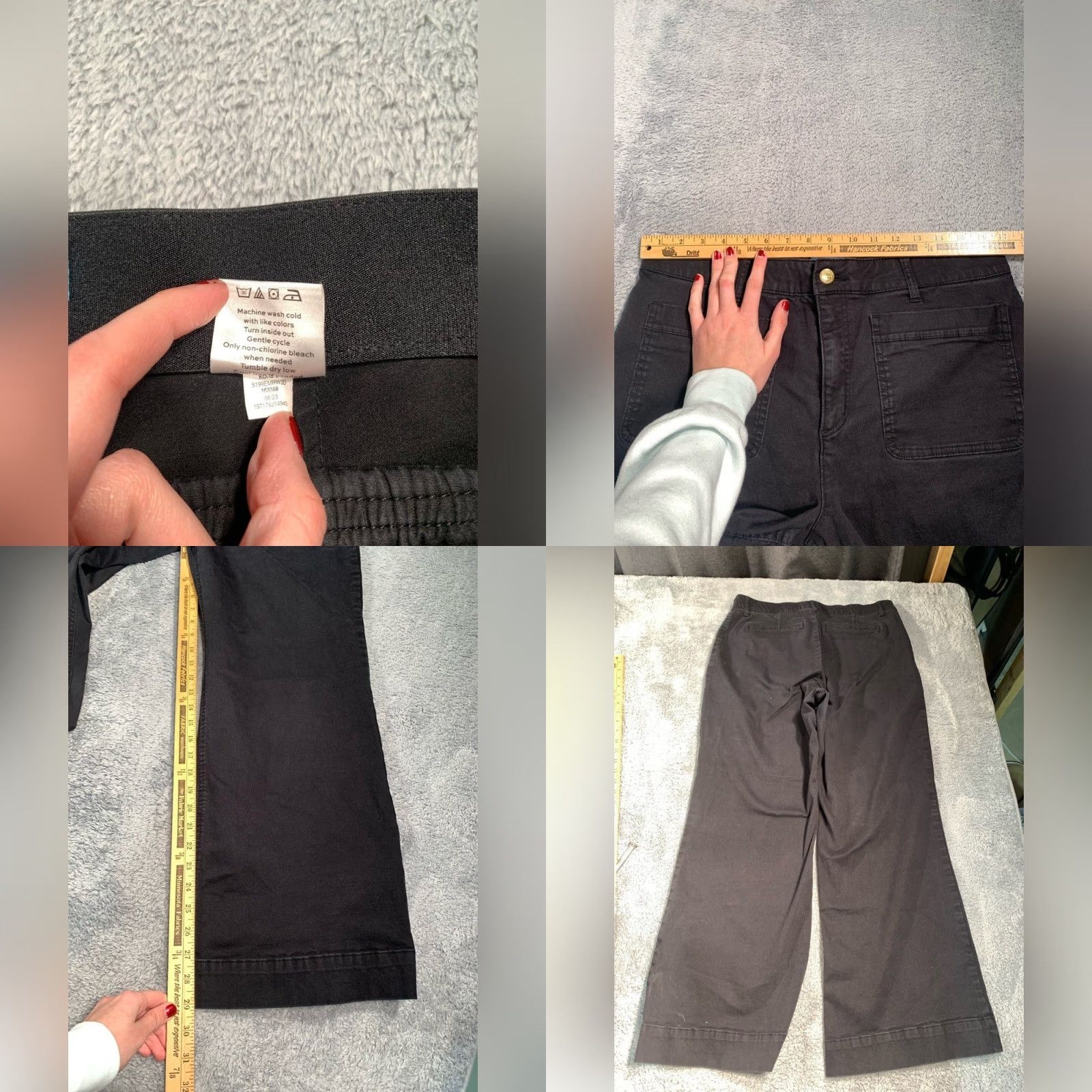 Vintage Draper James Pants - RSVP Black Wide-Leg Dress Pants 16W Plus, Women, Black, 16W, Wide-Leg, Dress Pants, Womens Size 38" / US 16 / IT 52 - 8 Thumbnail