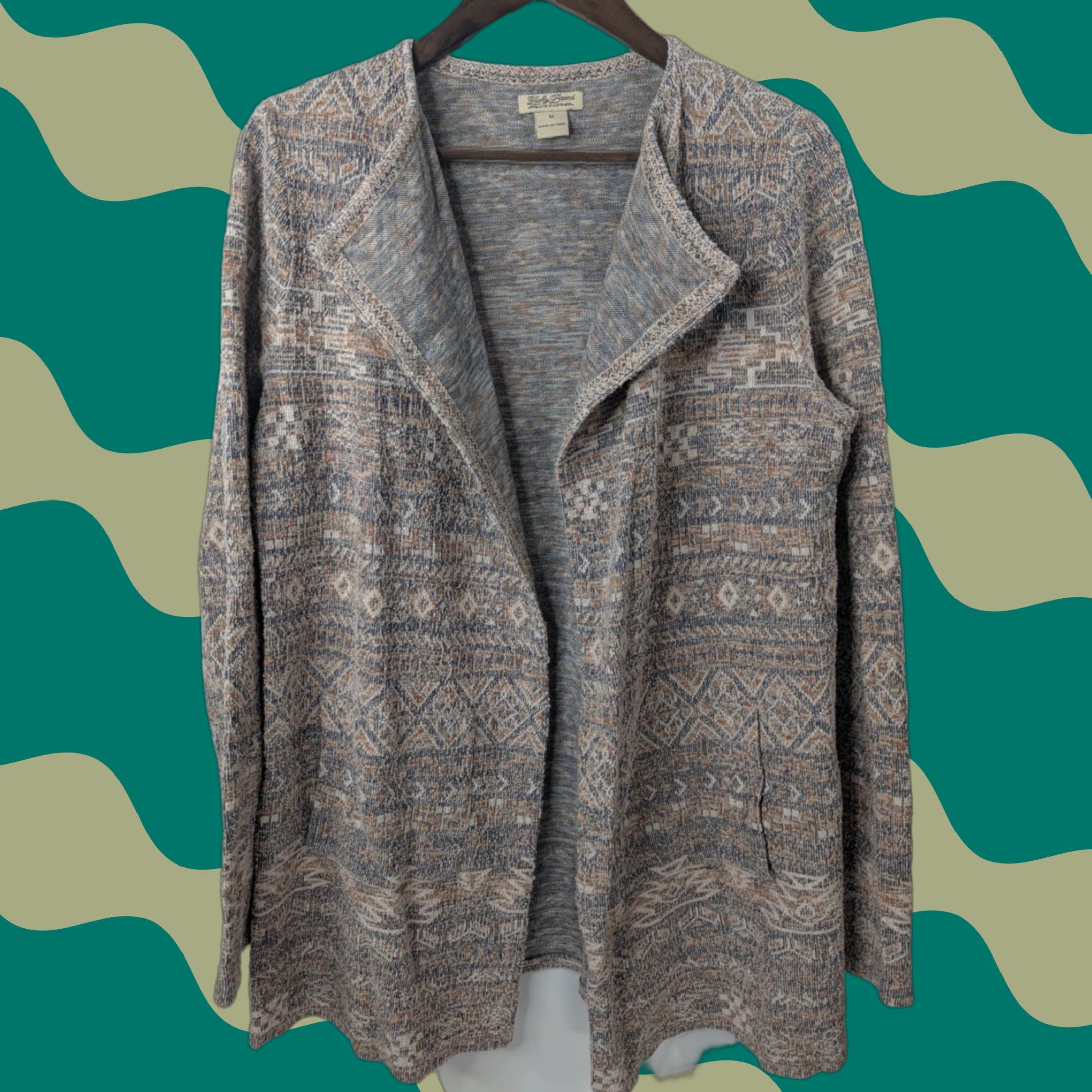 Lucky Brand Lucky Brand Cardigan Women Aztec Boho Knit Open Front Pockets Beige Long Sleeve Medium M Fall Spring Winter Casual Workwear 90s? Size M / US 6-8 / IT 42-44 - 1 Thumbnail
