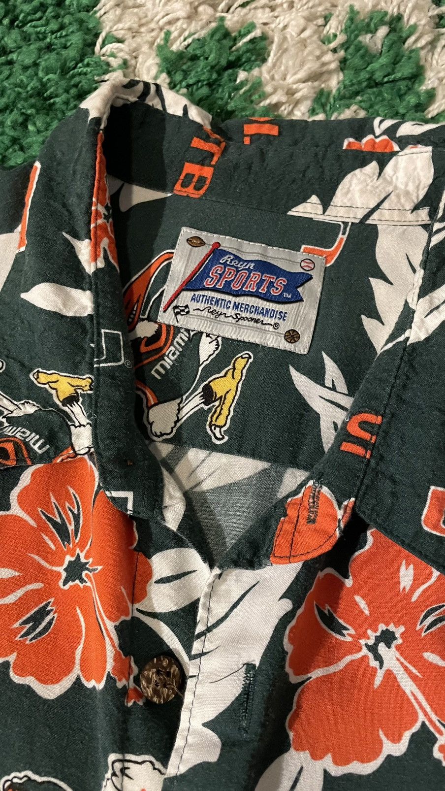 Reyn Spooner Retro Reyn Spooner UM Miami Sports Men’s Hawaiian Shirt Size US L / EU 52-54 / 3 - 3 Thumbnail