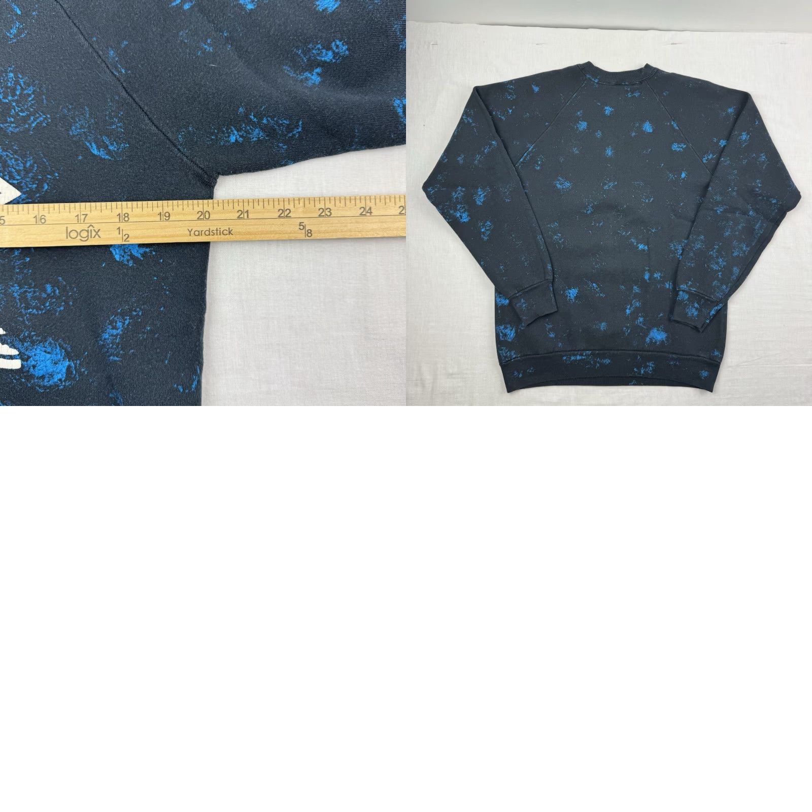 Fruit Of The Loom VINTAGE Fruit of the Loom Sweatshirt Shirt Men L Black All Over Paint Splatter 90s Beach Graphic Print Pullover Mens Size US L / EU 52-54 / 3 - 8 Thumbnail