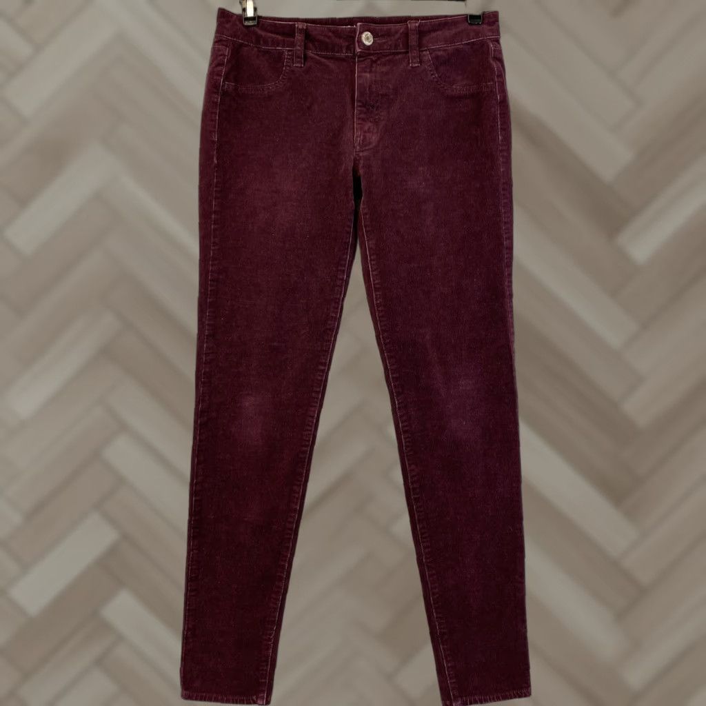 American Eagle Outfitters American Eagle Womens Corduroy Pants 8 Stretch Burgundy Straight 54-43 Size 30" / US 8 / IT 44 - 1 Thumbnail
