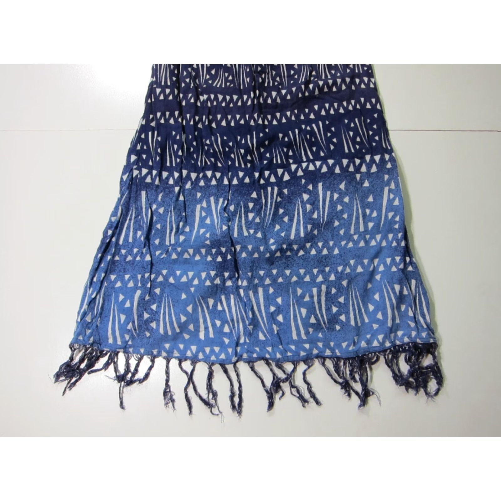 Volcom Volcom Dress Maxi Blue White Strapless Fringe Hippy 100% Rayon Women S Size S / US 4 / IT 40 - 7 Thumbnail