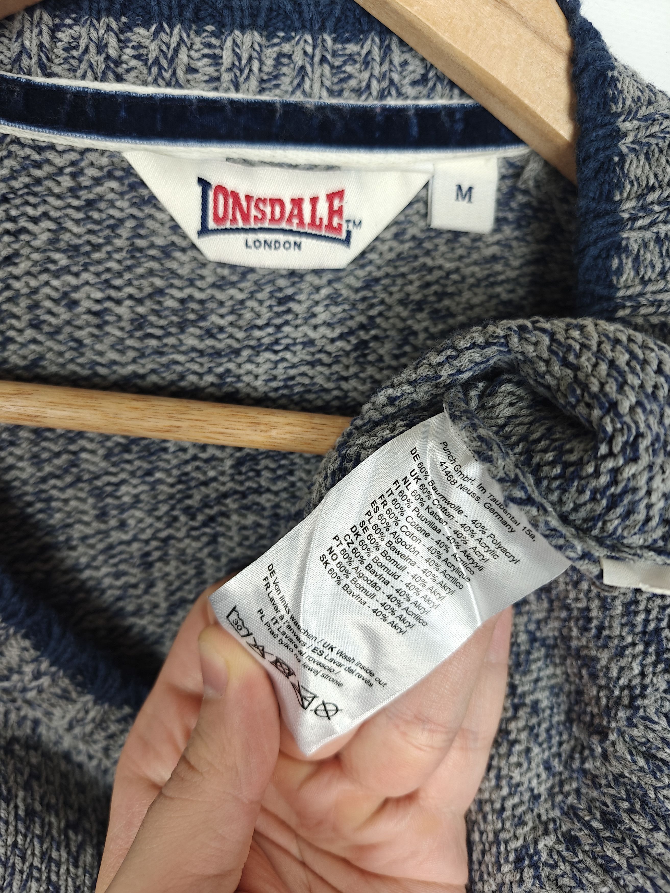 Lonsdale Lonsdale Knit Sweater Center Logo Gray size M Size US M / EU 48-50 / 2 - 10 Thumbnail