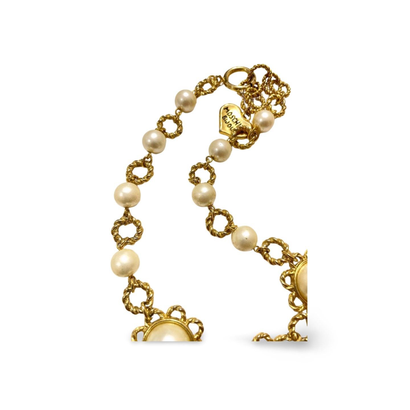 Moschino Vintage Moschino twisted chain necklace with pearl flowers Size ONE SIZE - 8 Thumbnail