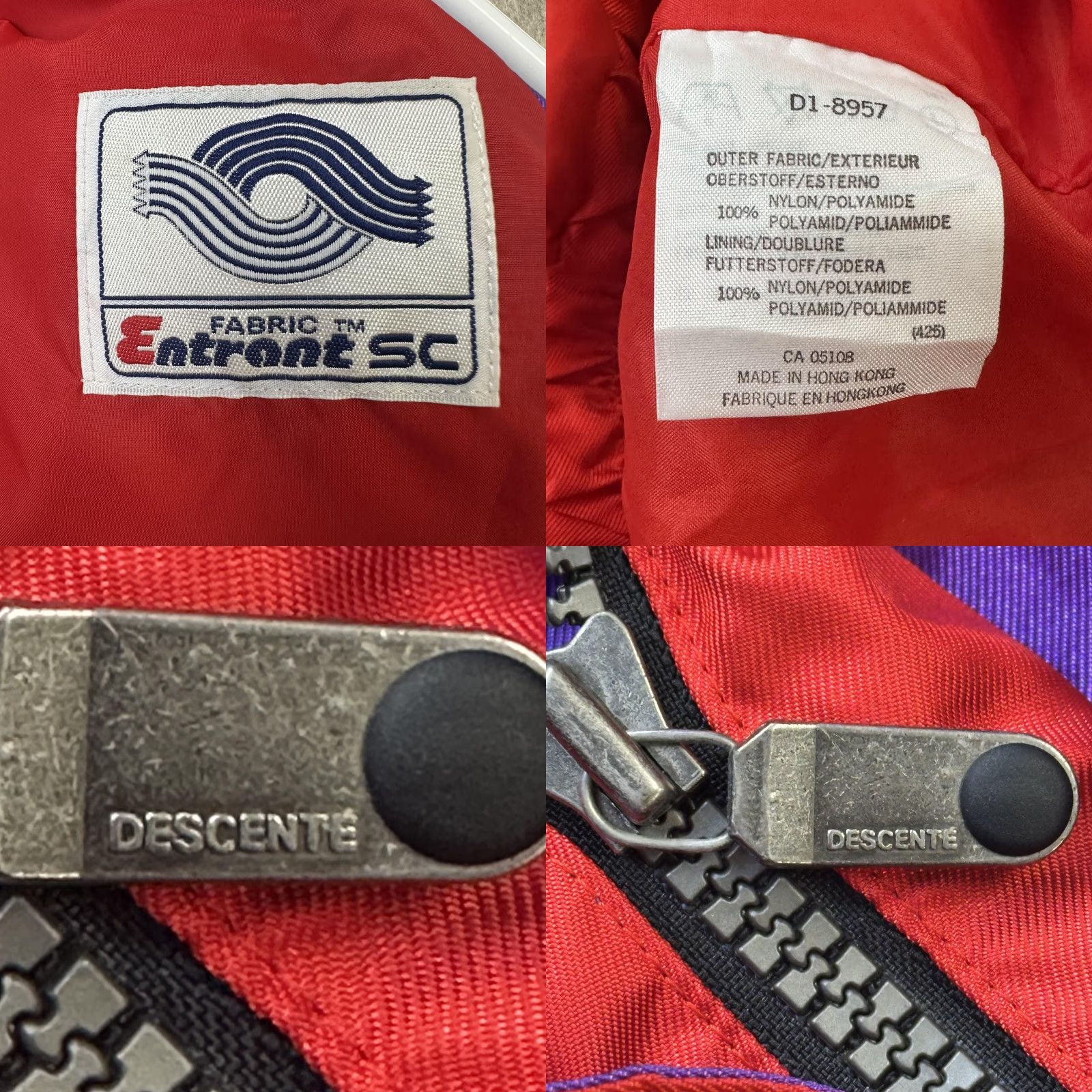 Vintage VINTAGE Descente Jacket Mens 52 Red Purple Entrant SC Ski Snow Stowaway Hood 90s Size US L / EU 52-54 / 3 - 11 Thumbnail